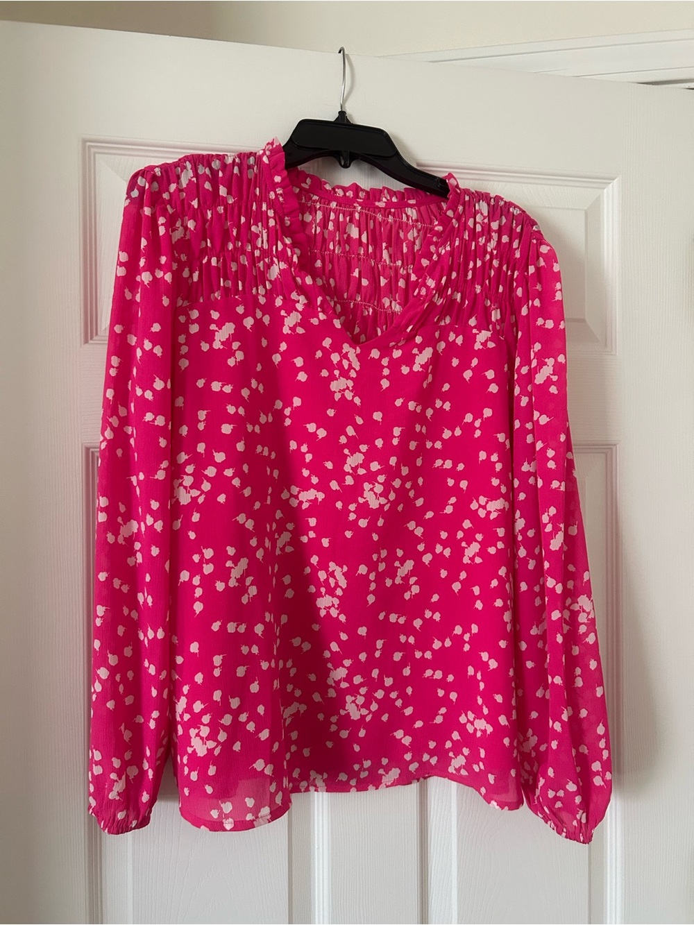 Women's Pink Printed Long-Sleeve Blouse